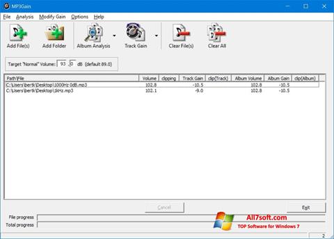 Screenshot MP3Gain Windows 7