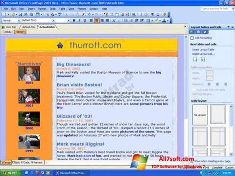 Screenshot Microsoft FrontPage Windows 7