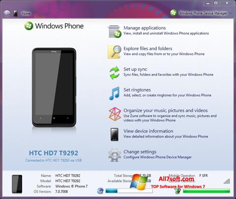 Screenshot Windows Phone Device Manager Windows 7