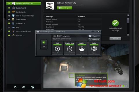 Screenshot NVIDIA GeForce Experience Windows 7