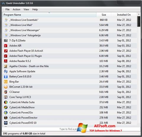 Screenshot Geek Uninstaller Windows 7