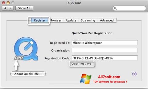 Screenshot QuickTime Pro Windows 7