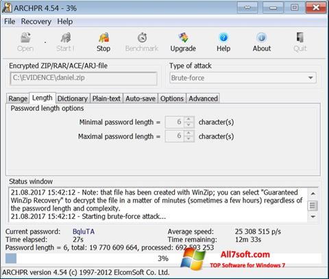 Screenshot Advanced Archive Password Recovery Windows 7